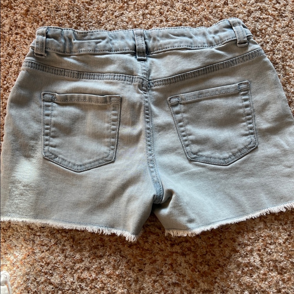 Cat & Jack Pale Blue and White Denim Frayed-Hem Women’s Shorts - SET OF 2 - Picture 3 of 5